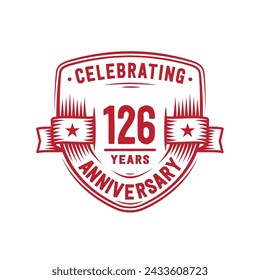 126 years anniversary celebration shield design template. 126th anniversary logo. Vector and illustration.