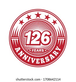 126 years anniversary. Anniversary logo design. Vector and illustration.