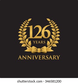 126 years anniversary wreath ribbon logo black background