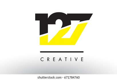 127 Black and Yellow Number Logo Design cut in half.