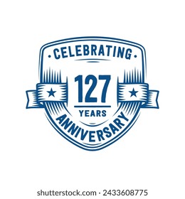 127 years anniversary celebration shield design template. 127th anniversary logo. Vector and illustration.