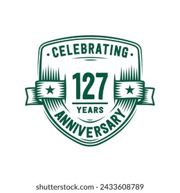 127 years anniversary celebration shield design template. 127th anniversary logo. Vector and illustration.