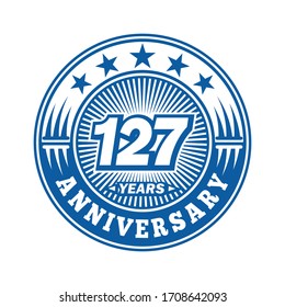 127 years anniversary. Anniversary logo design. Vector and illustration.