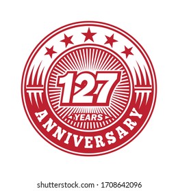 127 years anniversary. Anniversary logo design. Vector and illustration.