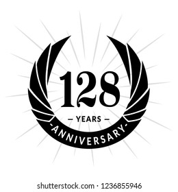 128 years anniversary. Elegant anniversary design. 128 years logo.