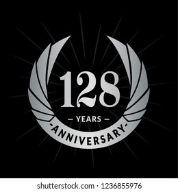 128 years anniversary. Elegant anniversary design. 128 years logo.