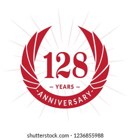 128 years anniversary. Elegant anniversary design. 128 years logo.