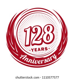 128 years anniversary. Anniversary logo design. 128 years logo.