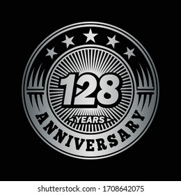 128 years anniversary. Anniversary logo design. Vector and illustration.