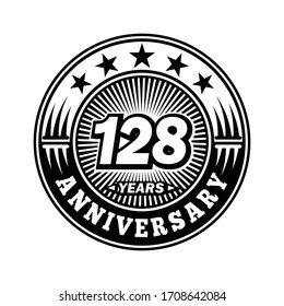 128 years anniversary. Anniversary logo design. Vector and illustration.