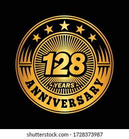 128 years anniversary. Anniversary logo design. Vector and illustration.