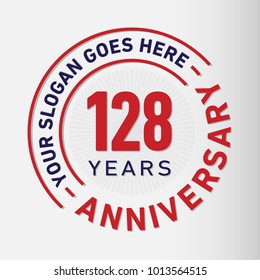 128 years anniversary logo template. Vector and illustration.