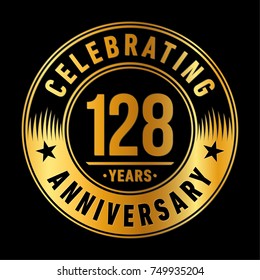 128 years anniversary logo template. Vector and illustration.