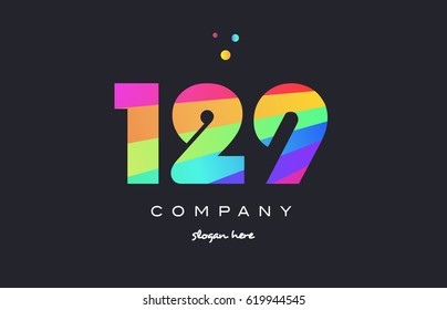 129 creative color green orange blue magenta pink number digit company logo vector icon spectrum