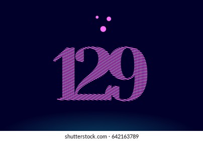 129 number digit logo pink line stripes magenta purple blue font creative text dots company vector icon design