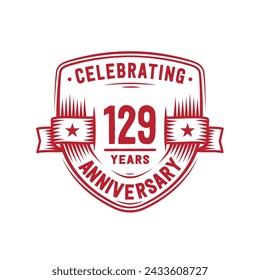 129 years anniversary celebration shield design template. 129th anniversary logo. Vector and illustration.