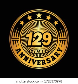 129 years anniversary. Anniversary logo design. Vector and illustration.