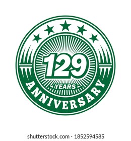 129 years anniversary. Anniversary logo design. Vector and illustration.