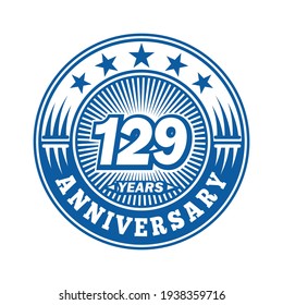 129 years anniversary. Anniversary logo design. Vector and illustration.