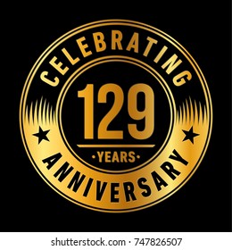 129 years anniversary logo template. Vector and illustration.