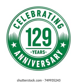 129 years anniversary logo template. Vector and illustration.