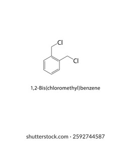 1,2-Bis(chloromethyl)benzene skeletal structure.Halogenated Hydrocarbon compound schematic illustration. Simple diagram, chemical formula.
