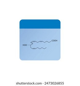 12HPETE, 12-hydroperoxyeicosatetraenoate skeletal structure diagram.prostanoid compound molecule scientific illustration on blue background.