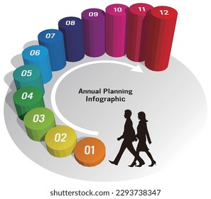 12-level infographic representing a year or time Vector illustration