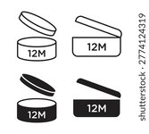 12M icon in black and white colors.