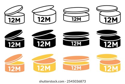 12M icon collection on white background