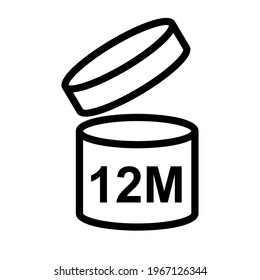 12m Period after opening symbol icon. Clipart image isolated on white background