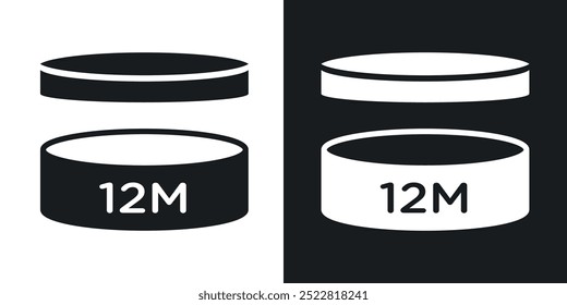 12Mline vector icon set in solid and outline style.