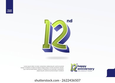 12nd Anniversary 3D Number with Silver Jubilee Design in Pear Green and Violet Blue