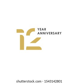 12nd anniversary logo vector template. Design for banner, greeting cards or print.