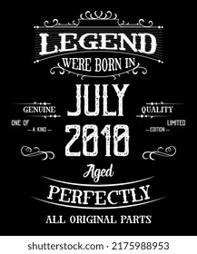 12nd Birthday Vintage Legends Born In July 2010 12 Years Old