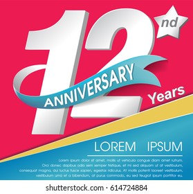 12nd Year Anniversary Celebration Design, Number vector template