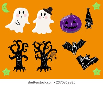 Juego de 12 piezas de fantasmas, calabazas, árboles, murciélagos, luna y estrellas de Halloween