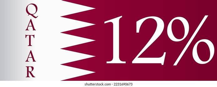   12%Etiqueta de señal de Qatar ilustración de arte vectorial con fuente elegante y fondo blanco y rojo