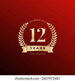 12th, 12 years, 12 year anniversary gold color on black background abstract style logotype. anniversary with gold color isolated on black background, vector design for celebration vector