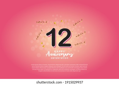 12th anniversary background with 3D number illustration