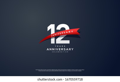 12th anniversary background with illustrations of white colored figures and the inscriptions below.