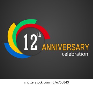 12th Anniversary celebration background, 12 years anniversary card illustration - vector eps10