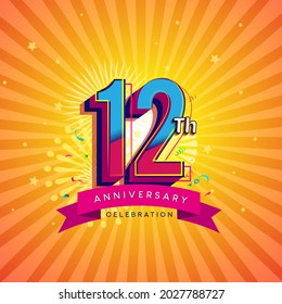 12th Anniversary Celebration With Fireworks And Celebration background.
