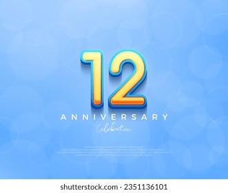 12th anniversary design. premium vector background with navy blue shades. Premium vector background for greeting and celebration.
