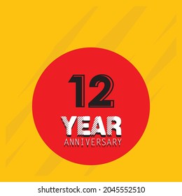 12th anniversary event party. Vector illustration. numbers template for Celebrating.
