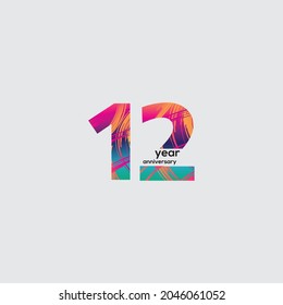 12. Jubiläumsfeier. Vektorgrafik. Zahlenvorlage für Feiern.
