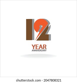 12th anniversary event party. Vector illustration. numbers template for Celebrating.
