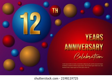 12th Anniversary logo with colorful abstract background, template design for invitation card and poster your birthday celebration. Vector eps 10