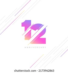 Diseño del logotipo del 12º Aniversario, plantilla vectora de iconos número 12.