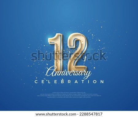 12th anniversary with a luxurious design between gold and blue. Premium vector for poster, banner, celebration greeting. ストックフォト © 